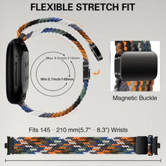 KEYSJEFF Nylon Watch Strap Compatible with Fitbit Versa 3/Versa 4/Fitbit Sense/Sense 2 Braided Elastics Sport Watch Band Adjustable Magnetic Buckle Straps Women Men (Not Include Watch) (Cowboy Colorful)