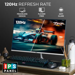Foxin 24 Inch FHD Flat LED Monitor 1920x1080 Pixel Elite Series | Flat Panel, HDMI & VGA Port, 100Hz Refresh Rate, Frameless, Slim Bezel, Wall Mountable, 16.7 M Colors | 3 Years Warranty | White