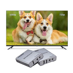 XIKKART 60M HDMI Extender Repeater Transmitter/Sender + Receiver Over Cat5 / Cat6 Upto 60 Meters (60M Extender Over Single CAT5/6 Cable) Supports 3D & Full HD1080p for TV Projector, HDTV, DVR
