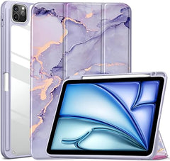 ProElite Case for iPad Air 11 Inch M4/M3/M2 2026/2025/2024, iPad Air 10.9 inch 5th/4th Gen & iPad Pro 11 inch 4th/3rd Gen 2022 case Cover, Transparent Smart Flip Cover with Pencil Holder, Lavender
