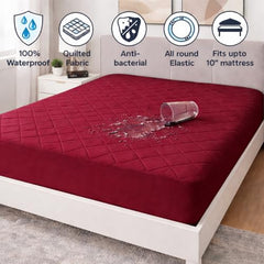 La Verne 100% Waterproof Premium Cotton Feel Mattress Protector Queen Size 78 x 60 Inches | Breathable and Hypoallergenic Ultra Soft Fitted Bed Protector Cover