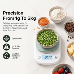 HomeBasic Digital Kitchen Weighing Scale 5kg | Food Weighing Machine, Weight Scale for Food, ±1g Accuracy, Multi-Units (g/oz/lb/ml), Tare Function, Waterproof Platform for Cooking, Baking & Diet