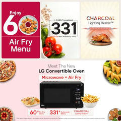 LG 28 L Charcoal Convection Healthy Microwave Oven with 301 Auto Cook Menu (MJ2887BIUM, Black, Healthy Heart Recipes, Diet Fry, 360° Motorised Rotisserie & 10 Years of warranty on Charcoal Heater)