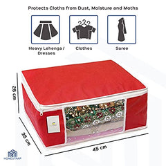 Homestrap set of 6 Foldable Saree Covers/Clothes Storage Bag/Wardrobe Organizer With Transparent Window And Zip For Lehenga, Suit, Dress,& Accessories (Grey)(Featured on Shark Tank), Polypropylene
