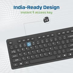 EARTHONIC Wired USB Keyboard for Laptop, PC & Desktop, Full Size USB Computer Keyboard with Numeric Keypad, Quiet Soft Keys, Multimedia Controls, Adjustable Stand, 1.4m Cable, Black