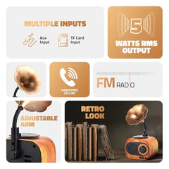 Artis BT12 Classic Retro Wireless BT Speaker with FM/USB/AUX in & Hands Free Calling (5W RMS Output)
