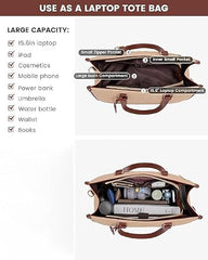 Crewer Elegant Work Bag with Lunch Compartment – Laptop Tote Bag with Lunch Box Section, Office Bag with Insulated Lunch Storage – Stylish Quilted Shoulder Bag for Women. (Cream)