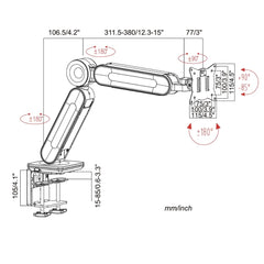 UNIQ MOUNTS™ Heavy Duty Premium 13''-42'' Gas Spring Assisted Single Arm Monitor Arm, Full Motion Desk Mount with 180° Swivel, 360° Rotation,+90°-85° Tilt VESA 75x75/100x100, 15kg Weight Load