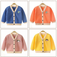 MOMISY Cotton Blend Baby Boy & Girls Sweater Jacket Front Open Cardigan (6 to 12 Months, Orange)
