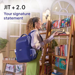 American Tourister Jit+ 2.0 Style 02, 25L Office 3 Compartment Laptop Backpack With Cable Organizer Pouch, USB Charging Port, Trolley Strap & Rain Cover For Unisex, Men & Women - Deep Blue