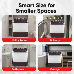 LG 10.5 kg, 5 Star, Roller Jet Pulsator with Soak, Wind Jet Dry Technology, Semi-Automatic Top Load Washing Machine (P105ASRAZ, Burgundy, Rat Away & Smart Filter)
