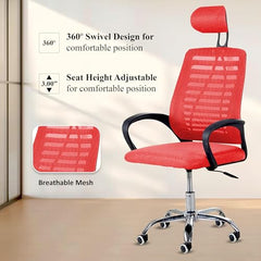 Casa Copenhagen Mesh Mid Back Office/Study/Computer/Revolving/Desk Chair for Work from Home -Metal Base, Height Adjustable Seat - Grey Milange & Black Handle