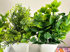 Litleo Plastic Artificial Plants Mini, Eucalyptus Potted Faux Decorative Grass Plant For Home Decor, Indoor, Office, Desk, Shelf, Table Decoration (Pack Of 4), Green