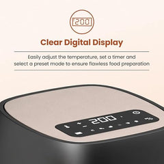 Crompton Ameo Edge 5L Digital Air Fryer, NutriGuard Technology, 10 Preset Menus, Interactive Digital Display, SilentPro Technology, Edge-to-Edge Design,1 Year Warranty (ACGAF-AMEO EDGE 5L)