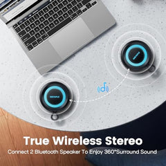 Deeyaple Portable Bluetooth Speaker, IP67 Waterproof Mini Bluetooth Speaker Wireless V5.3 with Stereo Sound,All Day,TWS Pairing,LED Light,Gift for him/her (Red)