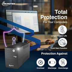 Microtek Legend 650 Line Interactive UPS 650VA/360W, Micro Processor Based UPS System, an Ideal Power Backup & Protection for Desktop PC & Home Office with 2 Years on Electronics and 1 year on Battery