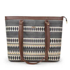 ADISA Women's Office Laptop Handbag Large Printed Shoulder Bag (ADW4087-BLA-ORA)