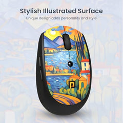 Portronics Toad III Plus Rechargeable Bluetooth Mouse with Bluetooth & 2.4 GHz Wireless Connectivity, Stylish Illustrated Design, 6 Buttons, Soft Silicone Grip for Laptop, PC, Mac (White)