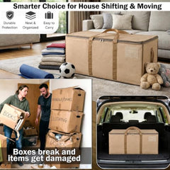 Storite Jumbo Super-Size 81 L Canvas Moisture Proof Heavy Duty Storage Bag | for Toys/Stationery/Blankets/Clothes/Moving Bags MultiPurpose With Strong Reinforced Handles Rectangular Cream (87x26x36 cm)