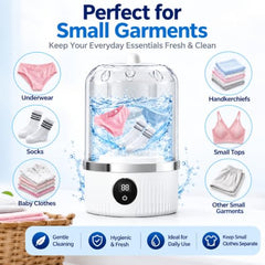 Underwear Washing Machine, Upgrade Mini Portable Washing Machine Rechargeable Underwear Washer Deep Cleans Small Clothes for Apartment, Dorm, RV, Travel & Hotel Use A2