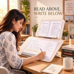 Sunchhaya Acrylic Book Stand for Reading – Clear Adjustable Book Holder with 360° Rotating Base, Foldable Reading Stand for Desk, Cookbook, Tablet & Laptop Stand, Height & Angle Adjustable (R22H)