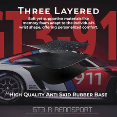 BESTOR Extended Mouse Pad 23×11 Inch, GT3 R-911 RENNSPORT Racing Car Design Desk Mat, Anti-Slip Rubber Base, Smooth Surface for Gaming, Office & Keyboard
