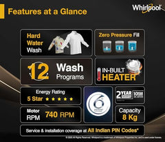 Whirlpool 8 Kg 5 MAGIC CLEAN PRO SW H Fully Automatic Top Load Washing Machine (MAGIC CLEAN PRO SW H KG GREY 10YMW with In-Built Heater)