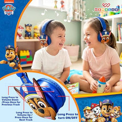 Wembley Paw Patrol Kids Wireless Bluetooth Headphones with Mic | Foldable Over Ear Headphones for Boys & Girls 3-8 Years | 90dB Safe Volume, AUX & USB Charging | Travel, Study & Music