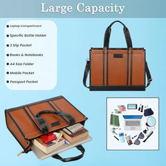 Womanix Canvas Laptop Tote Bag,14 inch Laptop Bag, Black Shoulder Bag, Casual Briefcase, Tote Bag For Women, Travel, Office, College