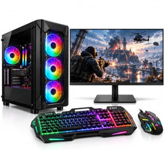 Premium Gaming Computer Desktop PC Full Set with Core i7 3770, HD Graphics 4000, 16GB RAM, 256GB SSD+1TB HDD, 4 Fan RGB Black Cabinet, 22 Inch LED Monitor, RGB Keyboard & Mouse, Windows 11 Pro, WiFi