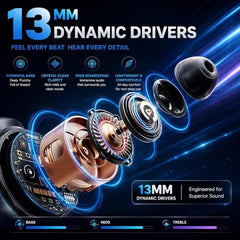 Kratos TW02 Ear Buds Wireless with 60H Playtime, Noise Isolation & Clear Calls, Bluetooth Earbuds with Voice Assistant, Ear Buds with Bluetooth V 5.3 & with Type C Fast Charging, IPX5 TWS Earphones