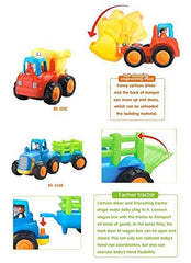Syga Unbreakable Happy Engineering Construction Vehicles Including Tractor/Bulldozer/Dumper/Cement Mixer Toy for Kids/Toddlers/Infants/Children/Baby/Pull Back car Set of 4
