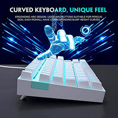 MageGee 75% Mechanical Gaming Keyboard with Brown Switch, LED White Backlit Keyboard, 87 Keys Compact TKL Wired Computer Keyboard for Windows Laptop PC Gamer - Retro Grey/White