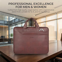 EXIM Prime Laptop Bag for Men Office Use| Office Bag for Men| Vegan Leather Laptop Messenger Bag| Fits Up to 13 to 14 Inch Laptop| Business Briefcase with Handle and Shoulder Strap (Shaded Brown)