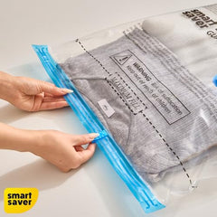 Smart Saver Plastic 6 Pack Vacuum Bags for Travel, Space Saver Bags Storage Bags for Vaccine Sealed Compression Packing Bag with Hand Pump, White