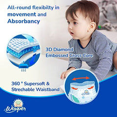 Wowper Easy Pants Baby Diaper | Medium Size Diapers | Diapers with Wetness Indicator | Upto 12 Hrs Absorption | 7-12 Kg | 34 Counts
