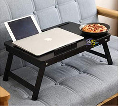 Brown Art Shoppee Laptop Table Adjustable Fold-able Coffee Table with one Drawer and I Ped Stand (Brown)