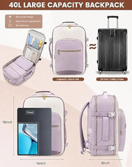 RNAZLIS Travel Backpack for Women & Men, Airline Approved 40L Carry On Luggage Bag with 3 Packing Cubes, Waterproof Weekender Backpack, TSA Friendly Personal Item, Fits 17 Inch Laptop