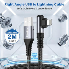 Verilux® 18W USB A to Lighting Fast Charging Cable, 480Mbps Data Synch