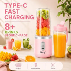 Juicer for Home ^ Lacossi Juicer Mixer Grinder with 1500mAh Battery, 6 Blades 3Gears Fast Blending, 2-Jar Capacity (400ml*2) | 40 Watts Bullet Rechargeable Portable Personal Juicer