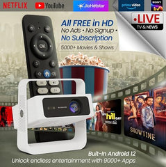 E GATE Atom 3X Projector 4k Ultra HD, Automatic Keystone & Precise Focus, 1080p Native | Rotatable Design | Android 14, Netflix Prime 11,000 Lumens, HDMI-ARC WiFi-6 BT, for Home use Egate