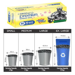 Crystal Scented Garbage Bags Black, Medium 19x22 Inches, 120 Bags | Jasmine Scented, 30 Pcs/Roll x 4, Tie-String, Wet & Dry Waste