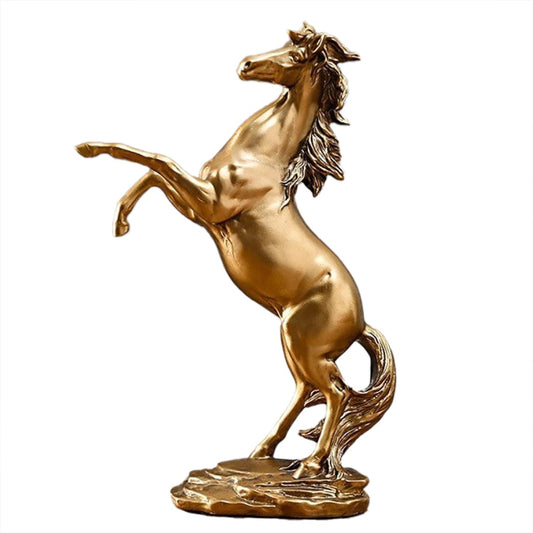 SYGA Atmospheric Golden Horse Resin Ornaments Home Office Wine Cabinet Bookcase TV Cabinet Model Room Decoration