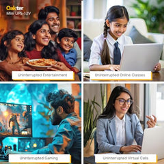 Oakter Mini UPS Basic for WiFi Router Broadband Modem | Supports 12V-2A Routers. Backup Upto 3 Hours | WiFi Router UPS Power Backup During Power Cuts| Current Surge & Deep Discharge Protection