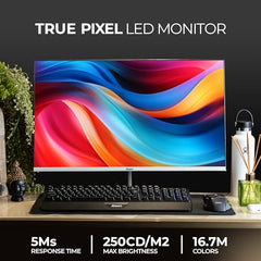 Foxin 24 Inch FHD Flat LED Monitor 1920x1080 Pixel Elite Series | Flat Panel, HDMI & VGA Port, 100Hz Refresh Rate, Frameless, Slim Bezel, Wall Mountable, 16.7 M Colors | 3 Years Warranty | White