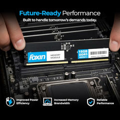 Foxin 16GB DDR5 Desktop RAM 4800MHz | UDIMM - 1.2V Low Voltage | 288-PIN Pin, 8 IC, Intel & AMD Compatible | High-Speed PC Memory Upgrade | 5 Years Warranty