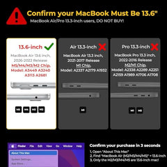 MOCA Case Compatible for New Apple MacBook Air 13 inch 2026 2025 2024 2022, M5 A3449 M4 A3240 M3 A3113 M2 A2681 Touch ID, Mac Air 13.6" Laptop Protective Plastic Hard Shell Cover (Crystal Clear)