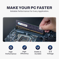 EVM 8GB DDR4 Desktop RAM 3200MHz | Long-DIMM – 1.2V Low Voltage |288-PIN Pin, Intel & AMD Compatible | High-Speed PC Memory Upgrade | 10 Year Warranty (EVMT8G3200U88P)