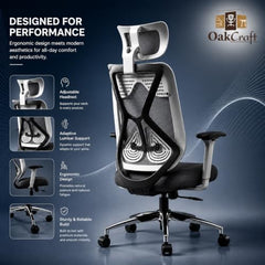 Oakcraft Hurricane Premium Ergonomic Office Chair | Dynamic 2D Lumbar Support | High-Back Executive Chair for Office, Home & Workstation