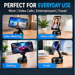 (1 Year Warranty) 360° N52 Strong Magnetic Vacuum Phone Holder, Strong Suction Mobile Mount for Car Dashboard, Windshield, Mirror & Smooth Surfaces, Hands-Free Universal Smartphone Holder - Black